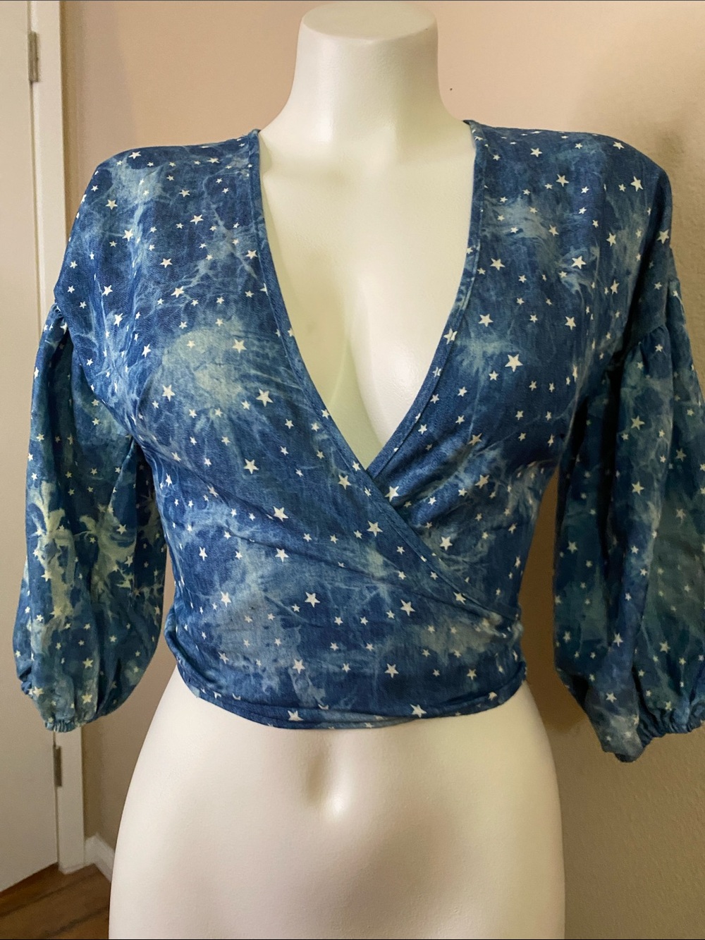 Fashion Nova Blue Star festival America Wrap Crop Top XS